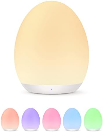 Night Light for Kids, Baby Night Light with 7 Colors Changing Mode & Stepless Dimming, Nursery Night Light BPA Free,Rechargeable Egg Night Light for Breastfeeding 1h Timer & Touch Control