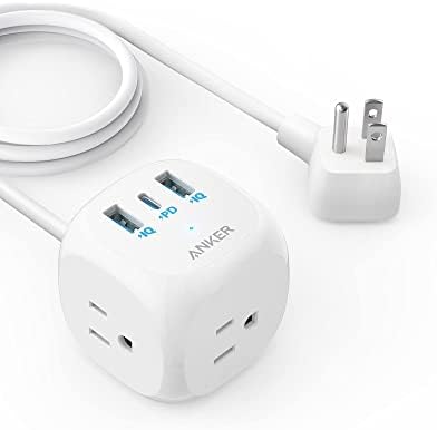 Anker 321 Power Strip with 20W USB C, 3 Outlets and USB C Charging for iPhone 15/15 Plus/15 Pro/15 Pro Max, 10 ft Extension Cord, Power Delivery Charging for Dorm Rooms,Home Office