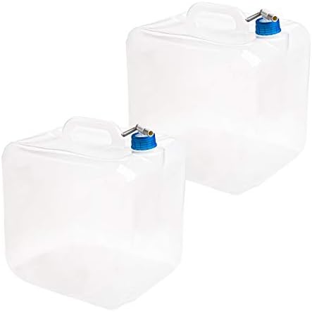Cedilis 2 Pack 5.3 Gallon Collapsible Water Container with Spigot, Food Safe Water Storage Jug, BPA-Free Camping Water Storage Jug Canteen for Outdoor Hiking and Emergency, Portable, Foldable | 2 Pack