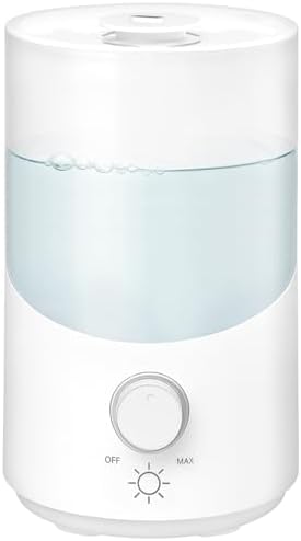 Cool Mist Humidifier for Bedroom, 3L Top Fill Ultrasonic Air Humidifier with Adjustable Knob Control, Quiet Operation, Auto Shut-Off, BPA-Free for Home, Baby, Office, Plants 3L