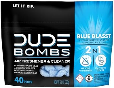 DUDE Wipes DUDE Bombs Toilet Stank Eliminator - 2-in-1 Air Freshener and Toilet Bowl Cleaner - 1 Pack (40 Pods) - Deodorizing Blend of Lavender, Cedar, Lime, and Eucalyptus