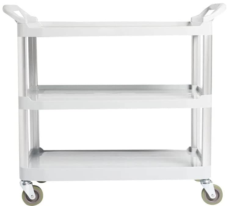Amazon Basics 3-Tier Rolling Utility Cart with Wheels, Commercial Grade, Storage Cart with 400 lbs Loading Capacity, Portable Mobile Shelving, Gray