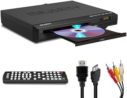 2026 Model HDMI DVD Player for TV | 1080P Region Free DVD-Players for Smart TV | Mini DVD Player with USB, CD & MP3 | HDMI Cable, RCA Cable & Remoted Control | MAJORITY DVD