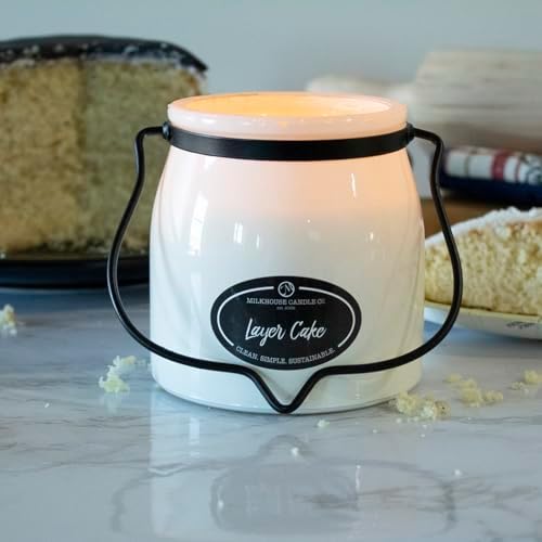 Milkhouse Layer Cake Scented Soy Candle, 16 oz Butter Jar, 65+ Hr Burn