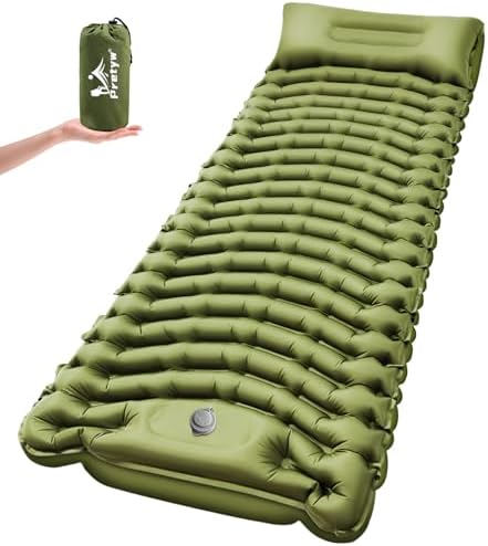 Sleeping Pad for Camping - Ultralight Camping Mattress with Pillow, Built-in Foot Pump, Compact Inflatable Portable Mat for Backpacking, Hiking, Car Traveling, Beach, Tent