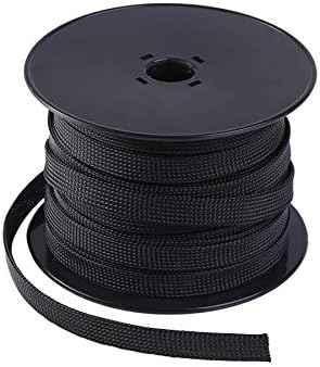 Keco 100ft – 1/8 inch PET Expandable Braided Cable Sleeve – Wire Sleeving for Audio Video and Other Home Device Cable Automotive Wire - Black
