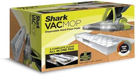 Shark VACMOP Disposable Hard Floor Pad Refills, Compatible with VM252 & VM180, No-Touch Disposal, for use on All Sealed Floors - Stone, Hardwood, Laminate & Tile, (32 Count Total), VMP32