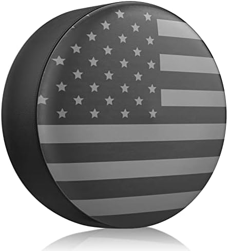 Spare Tire Cover for RV Trailer, Waterproof Leather Wheel Cover with American USA Flag, Camper Spare Tire Cover Fit for Jeep Wrangler Rv SUV Truck Travel Trailer 15"