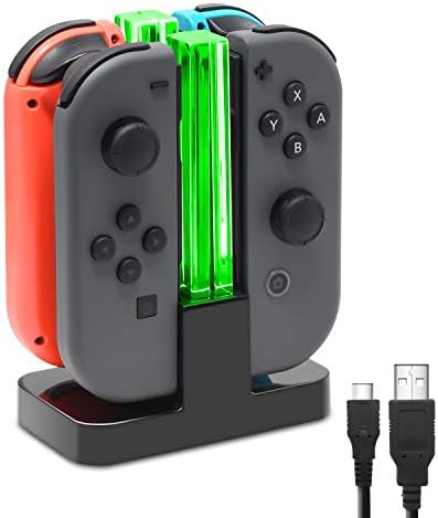 FastSnail Charging Dock Compatible with Nintendo Switch for Joy Con & OLED Model Controller with Lamppost LED Indication, Charger Stand Station with Charging Cable