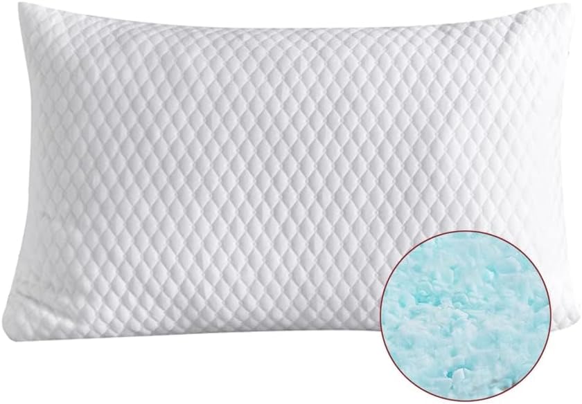 NTCOCO Shredded Memory Foam Bed Pillows for Sleeping Queen Size Set of 2,with Washable Removable Hypoallergenic Sleep Pillow for Back and Side Sleeper