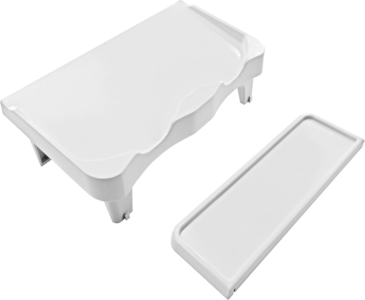 Skywin TidyFriend Detergent Holder Shelf for Laundry Room - Holds 2 Liquid Soap Dispenser, Laundry Soap Station Organizer, Detergent Stand with Drip Catcher Drip Tray Storage Organization (White)