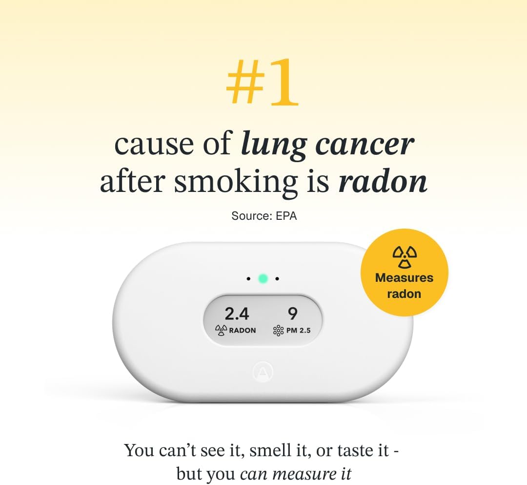 Airthings 2960 View Plus - Battery Powered Radon & Air Quality Monitor (PM, CO2, VOC, Humidity, Temp, Pressure)