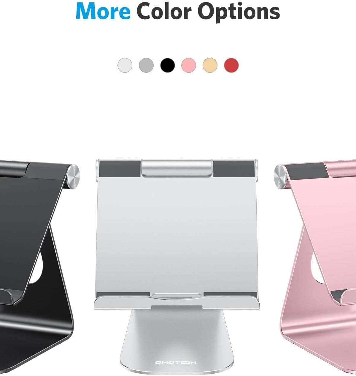 OMOTON Tablet Stand Holder Adjustable, T1 Desktop Aluminum Tablet Dock Cradle Compatible with iPad Air/Mini, iPad 10.2/9.7, iPad Pro 11/12.9/13, Samsung Tab and More Up to 13 inch, Silver