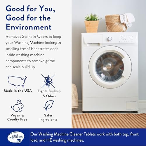 THE CLEAN PEOPLE Washing Machine Cleaner - Washer Machine Cleaner Tablets for Removing Odor, Grime & Scale Buildup - Front Load and Top Load Laundry Machine Cleaner - 6 Count