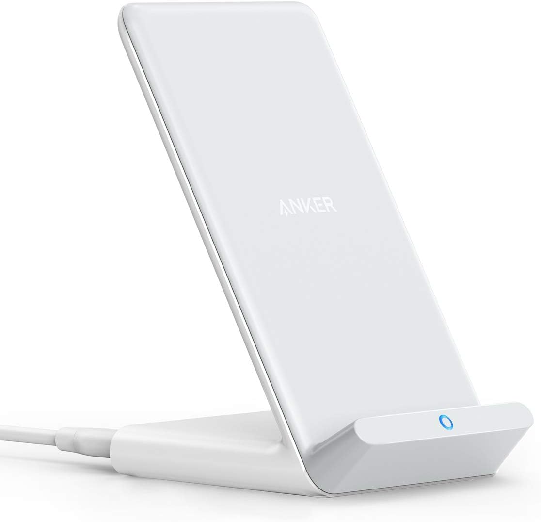 Anker 313 Wireless Charger (Stand), Qi-Certified for iPhone 17/17/17 Pro/17 Pro Max/15/14/13, 10W Fast-Charging Galaxy S23 S22 S21(No AC Adapter)