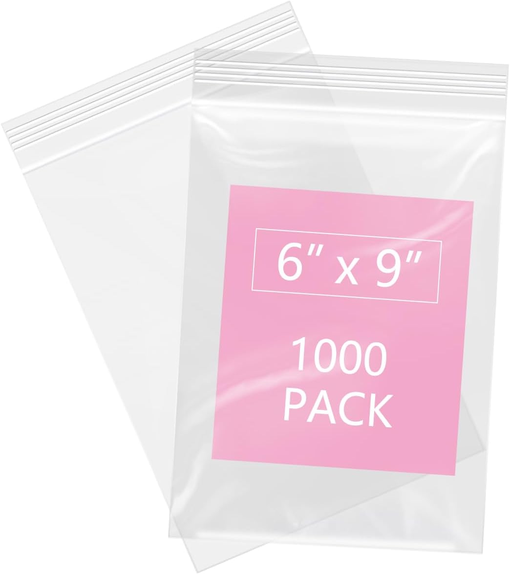 iMailer - 1000 Pcs- 12" x 18" Reclosable Plastic Zip Poly Bags 2 Mil - Clear Zip Bag for Clothing, T-Shirts, Pants