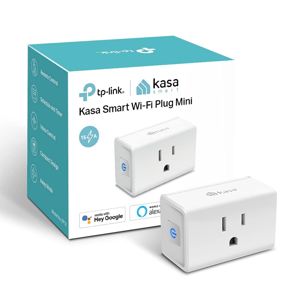 Kasa Smart Plug Ultra Mini 15A, Smart Home Wi-Fi Outlet Works with Alexa, Google Home, No Hub Required, UL Certified, 2.4G WiFi Only, 2 Count (Pack of 1)(EP10P2) , White