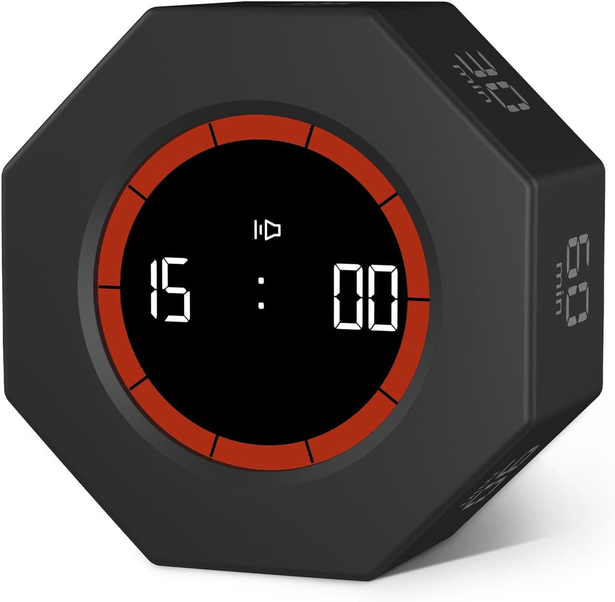 GuDoQi Digital Productivity Timer, Octagon Rotating Pomodoro Timers with Gravity-sensor, 1-3-5-15-30-60-90 Min Countdown, Portable Adjustable Sound Alert Multi Desk Timer or Study Task, Kitchen, White
