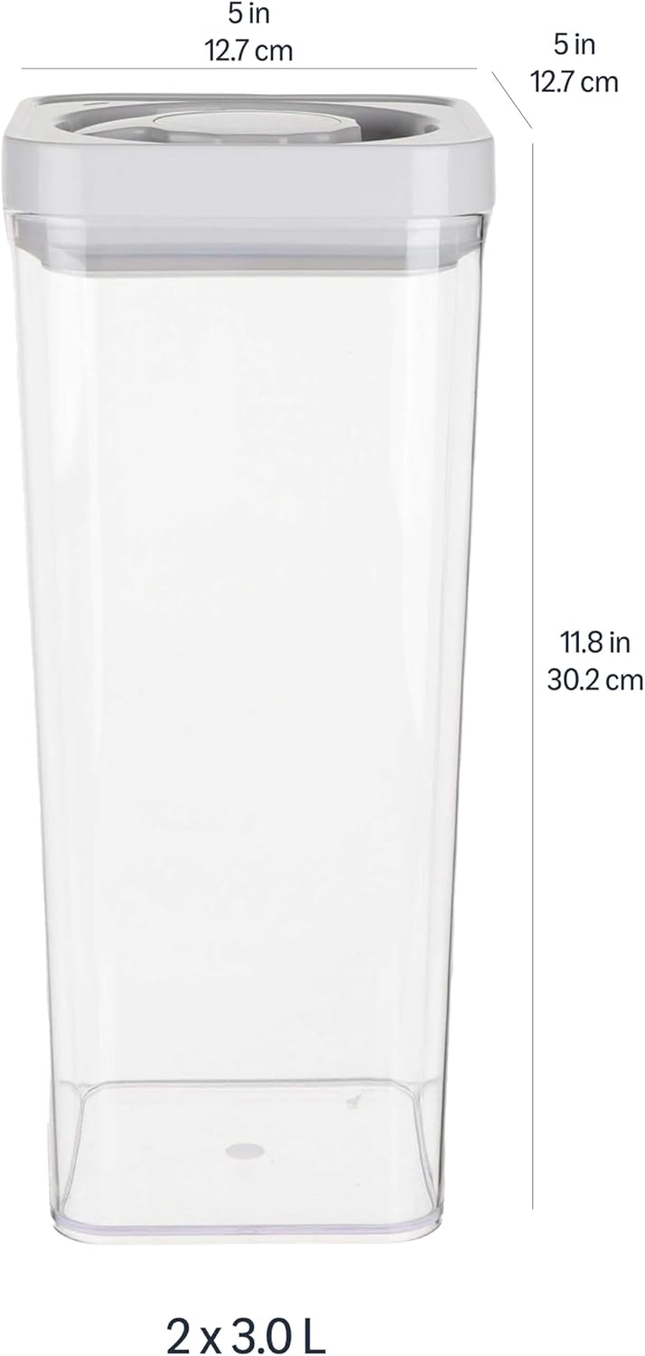 Amazon Basics Airtight Food Storage Containers, BPA Free, Dishwasher Safe, with Twist/Turn Lids, for Kitchen Pantry Organization, 10-Piece Square Set, Clear Plastic