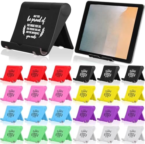 Qunclay 24 Pcs Employee Appreciation Gift Bulk Desktop Cell Phone Stand Holder for Desk Motivational Tablet Stand Thank You Gift for Team Office Coworkers Staff Nurse Week Teachers (Multicolor)