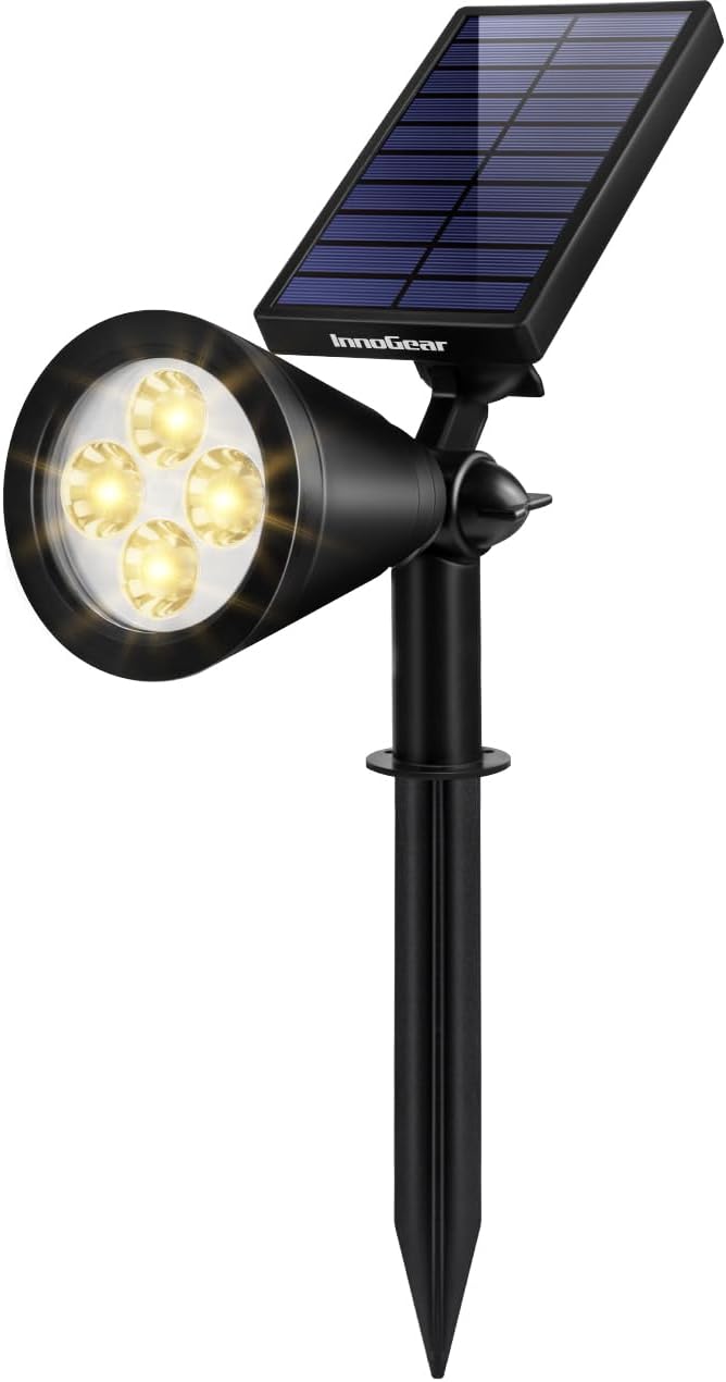 InnoGear Solar Spot Lights, Outdoor Solar Lights Solar Spotlights Flag Pole Light Waterproof Landscape Lighting Outside for Flag Uplighting Backyard Patio Pathway Statue Palm Tree Sign, Cool White
