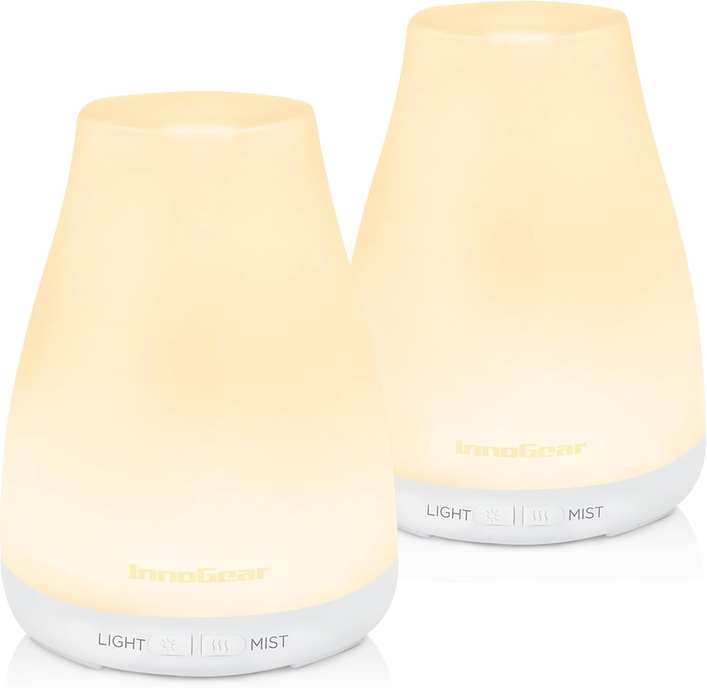 InnoGear Essential Oil Diffuser, Ultrasonic Diffusers for Home Aromatherapy Humidifier for Bedroom Room 7 Colors LED 2 Mist Mode Auto Off, Basic White