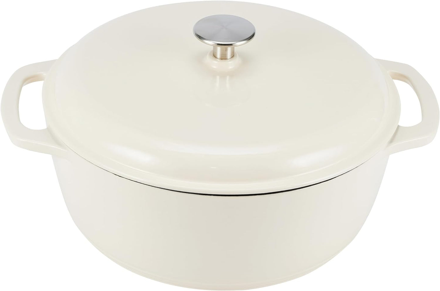Amazon Basics Enameled Cast Iron Dutch Oven Pot with Lid, Oven Safe, Heavy-Duty, Dual Handles for Braising, Stews, Roasting, Round, 6-Quart, Gray