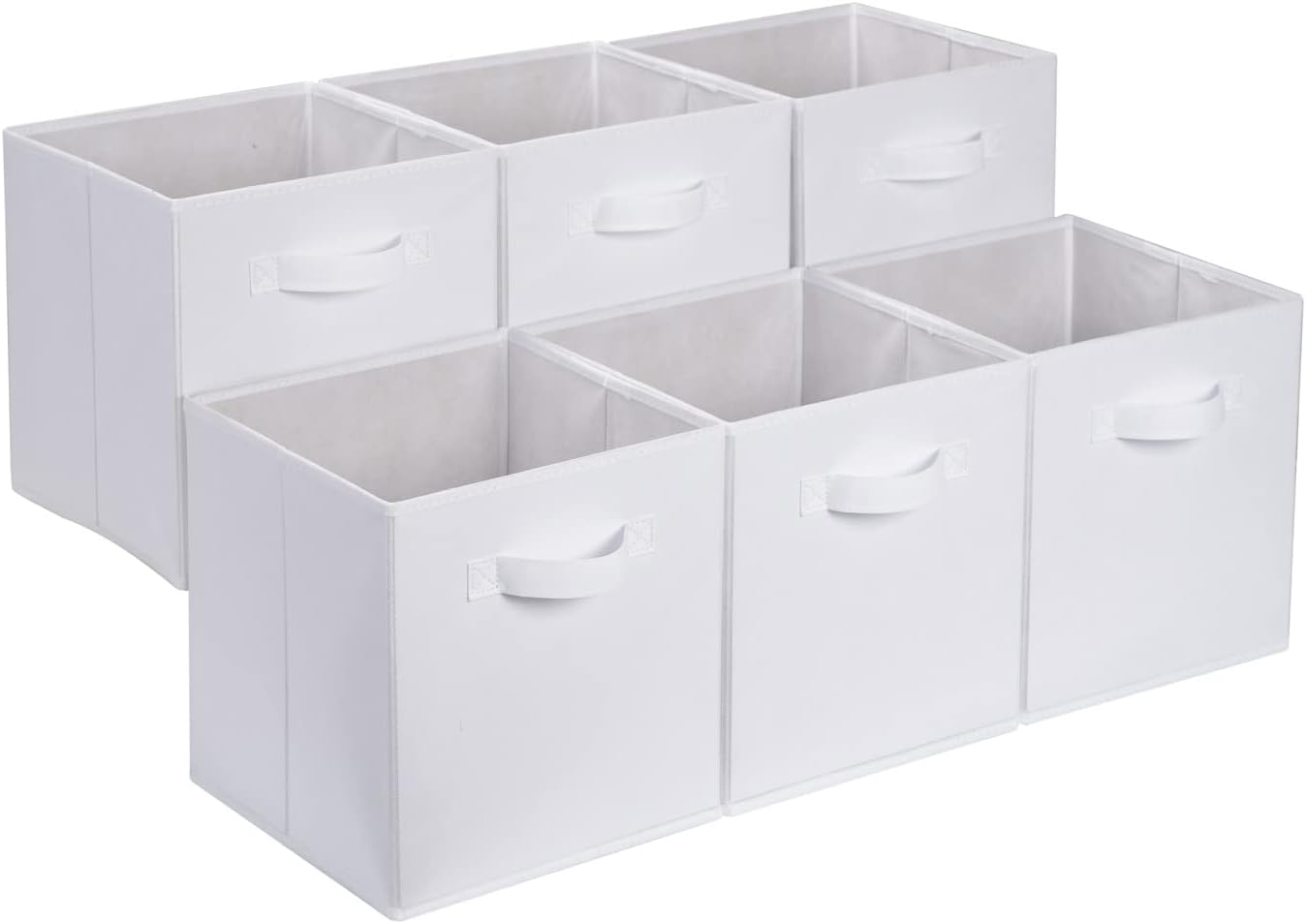 Amazon Basics Collapsible Fabric Storage Cubes Organizer with Handles, Sturdy, Foldable, Space-Saving, 10.5"x10.5"x11", Gray, 6-Pack