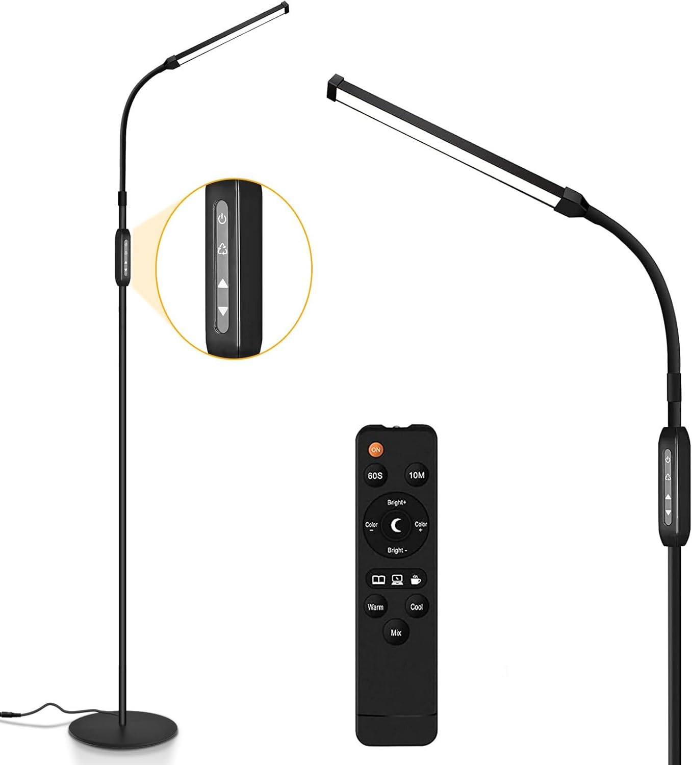 EBEST Led Floor Lamp with Remote LED lamp lash Light for Eyelash Extensions Craft Task Lamps Floor Standing Light Gooseneck Dimmable Reading lamp Eyelash Lamp for Lashes Makeup