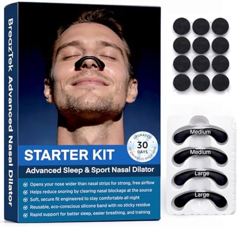 Premium Nasal Strips for Nighttime Sleep, Comfort-Fit Nose Strips with Skin-Friendly Adhesive for Men & Women (Black, Large)