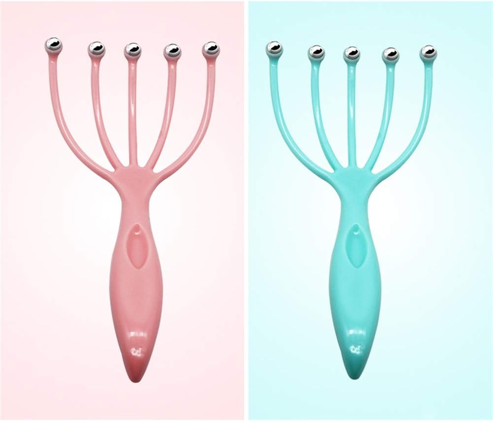 Handheld Scalp Massager, SPA Claw Massager with Steel Balls, Gentle Scalp Massage for Stress Relief (Blue)