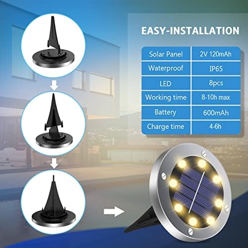 OULONGER Solar Lights Outdoor Waterproof, 12 Pack Solar Ground Lights with Large Capacity Battery, High Efficiency Solar Powered Lights for Outdoor Garden, Patio, Pathway and Yard (Warm Light)