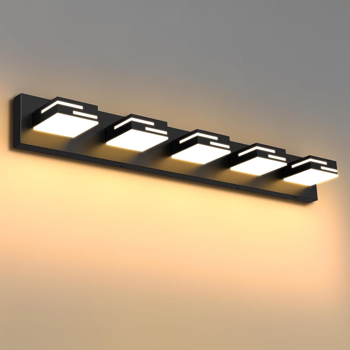 LED Modern Bathroom Vanity Light Fixtures, Dimmable Matte Black Vanity Lights for Bathroom Lighting Fixtures Over Mirror, with 360° Rotatable Acrylic Heads 3-Light 22-inch (Cool White 6000K)