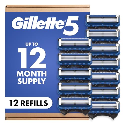 Gillette 5 Men's 5-Blade Razor Blade Refills, 12 Count