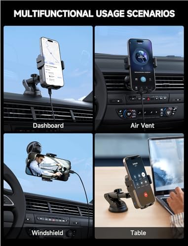 MOKPR Wireless Car Charger, 15W Auto Clamping Car Charger Dash Windshield Air Vent Phone Holder Compatible with iPhone 16 15 14/13/13 Pro/12 pro/12/11/X/8, Samsung S24/S23/S22