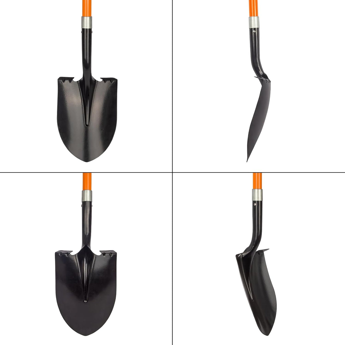 VNIMTI Heavy Duty Gardening Shovel, 56 Inch Round Blade with Fiberglass Handle (Orange)