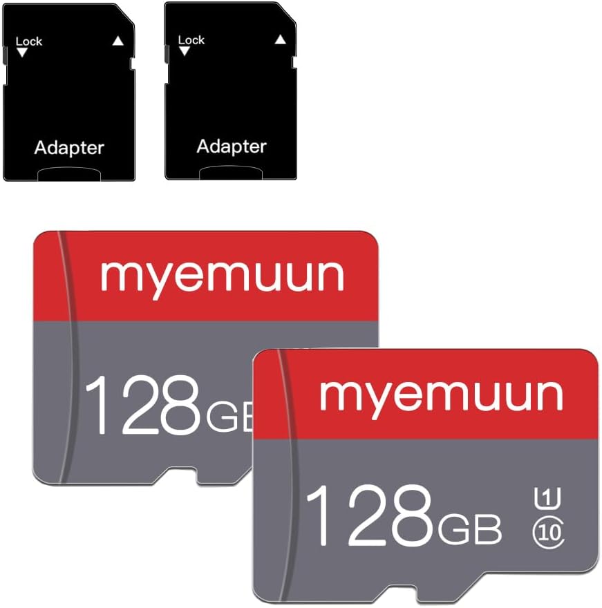 2 Pack 128 GB Micro Memory Card with Adapter, TF Memory Card Class 10, Mini Memory Card for Smartphone/Tablet/Camera/Personal Computer (128GB*2-U1)