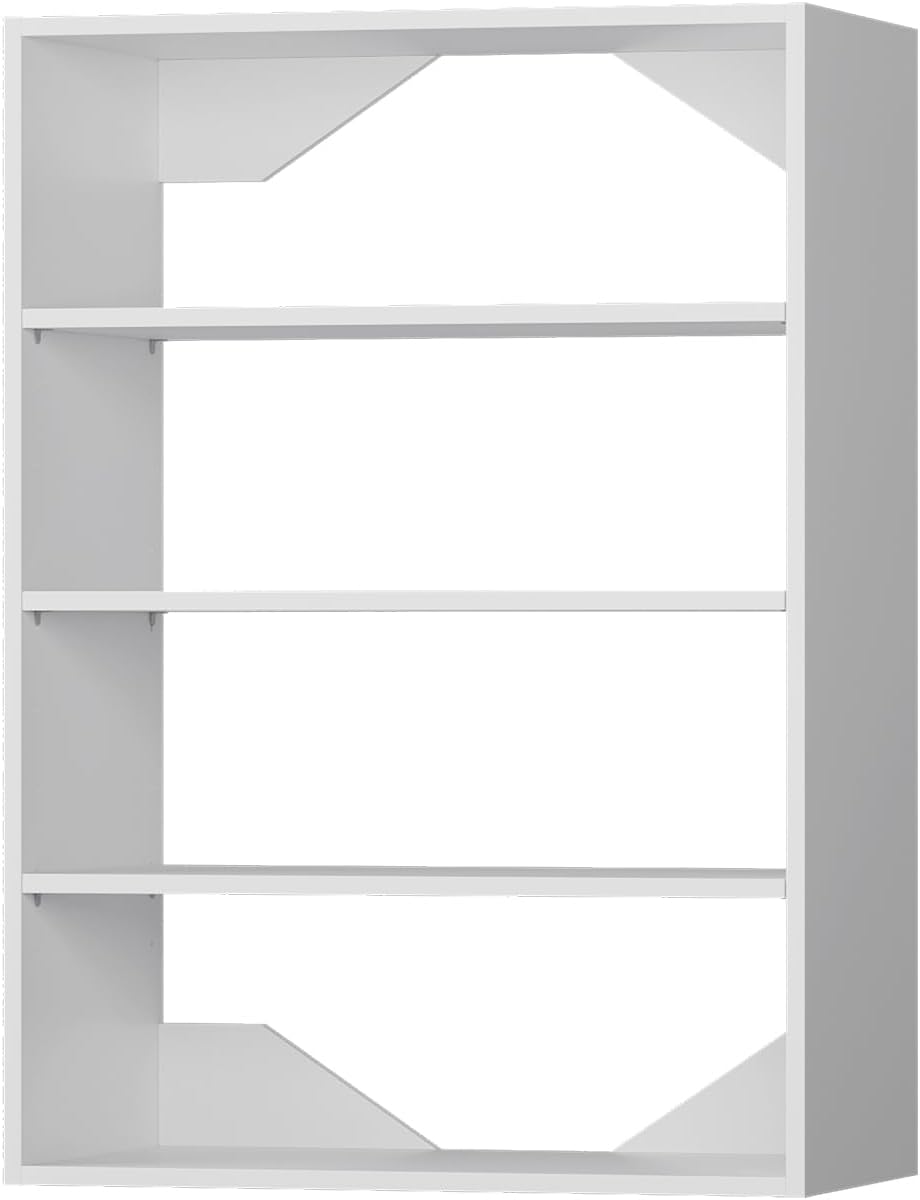 Short Tower Closet Unit, Modular Closet System, Wood Closet System Organizer with Storage for Walk In Closets, Clothing Rack Wardrobe Closet for Hanging Clothes, Bedroom, White, 25.5"W