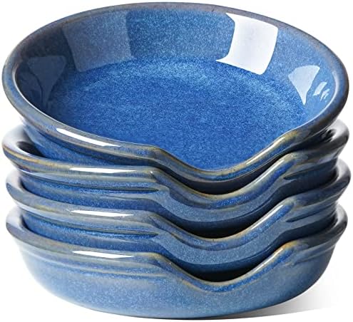 LE TAUCI Ceramic Spoon Rest for kitchen, 4.8 Inches Spoon Holder for Stove Top, Coffee Spoon Rest, Spoon Cradle, Kitchen Basics, Kitchen Accessories For Utensils, Set of 4, Ceylon blue