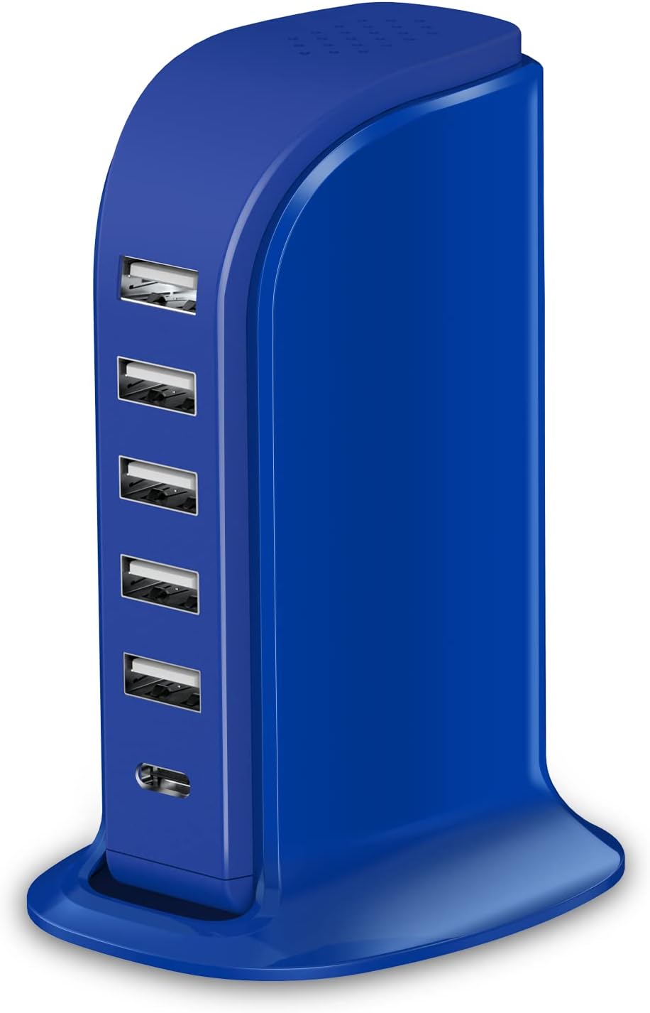 Charging Station for Multiple Devices 40W Upoy, Wall Charger Block 5 USB Ports(Shared 6A), USB Charging Hub Smart IC, Charger Tower with Type-C 3A for iPhone iPad Tablets Smartphones, Home Office Use