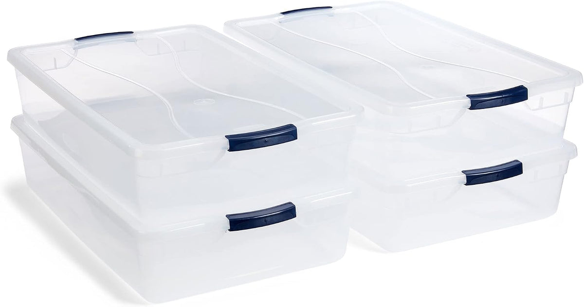 Rubbermaid Cleverstore Clear 32 Qt, 6 Pack Stackable Plastic Storage Bins with Lids, Great for Closet and Laundry Storage, Organizing in the Home