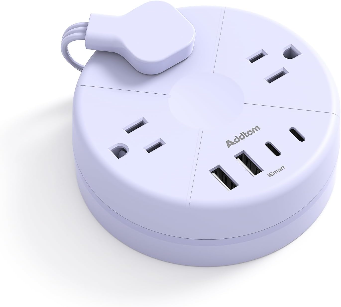 Addtam Travel Esstentials - Cruise Approved Power Strip with 5ft Retractable Cord, Ultra Thin Flat Plug, 3 Outlets 4 USB (2 USB C), Non Surge Protector for Travel/Cruise/Home/Dorm/Office, ETL Listed