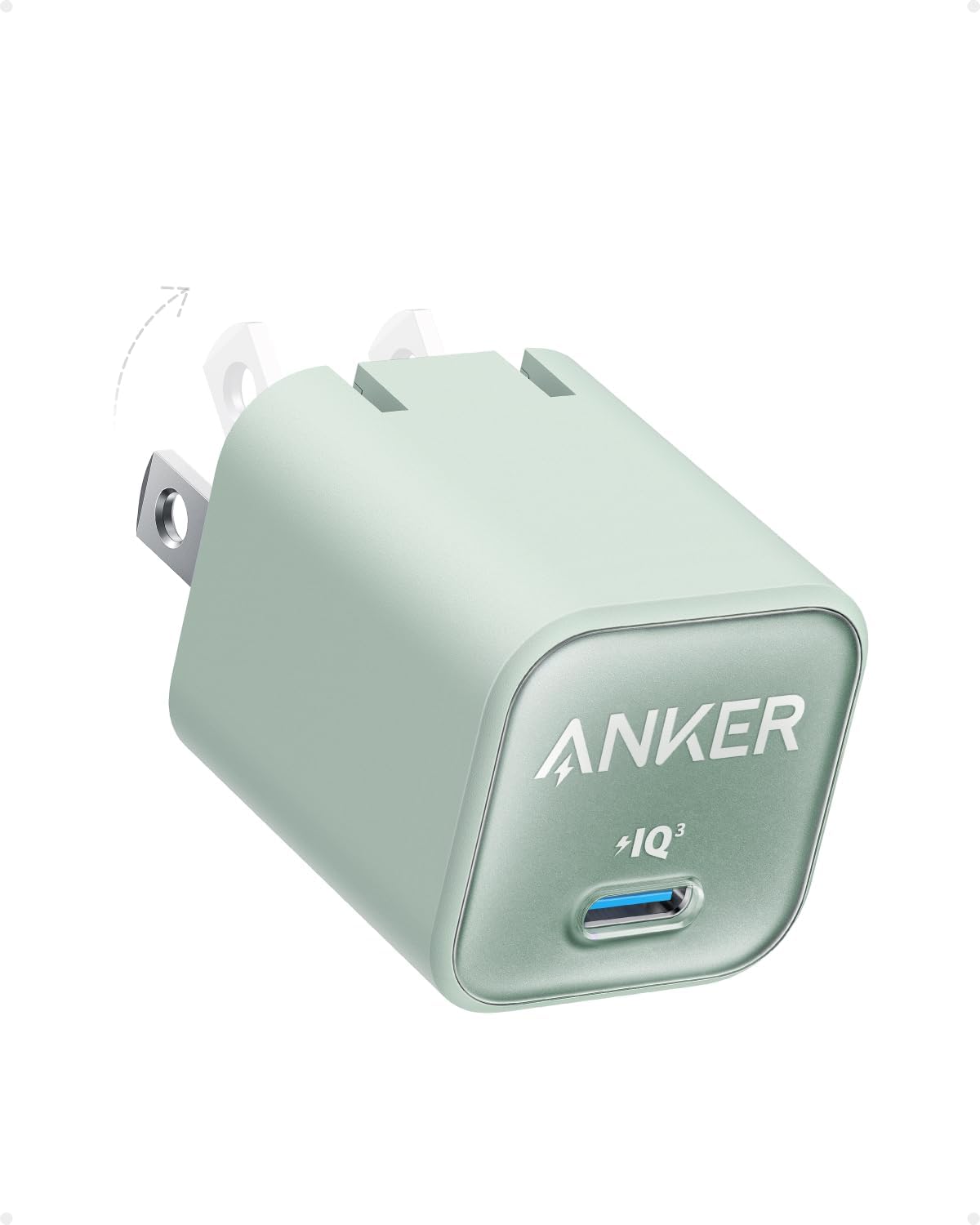 Anker Nano Phone Charger, USB C GaN Charger 30W, PIQ 3.0 Foldable PPS Fast Charger USB C for iPhone 17 / 16 and more series, Galaxy, iPad, Compatible with MagSafe