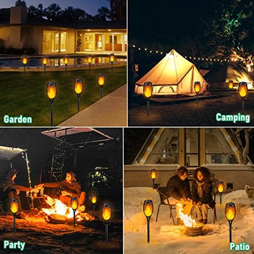 IkeeRuic Solar Lights Outdoor, Solar Torch Light with Flickering Flame for Outdoor Decor, Solar Garden Lights, Waterproof Outdoor Lighting, Flame Torches for Outside Patio Pathway Yard Decorations