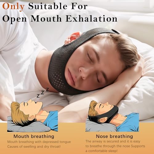Sleep Apnea Devices丨Comfortable Chin Strap for Sleeping - Improve Sleep Quality, Simple & Adjustable Design for Men and Women (21 Inches,Black)