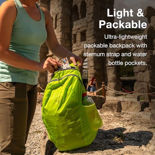 Osprey Ultralight Collapsible Stuff Pack - Lightweight, Packable Travel Backpack — Extra Bag For Travel and Every Day — 18 L Capacity Daypack to Expand Luggage, Waterfront Blue