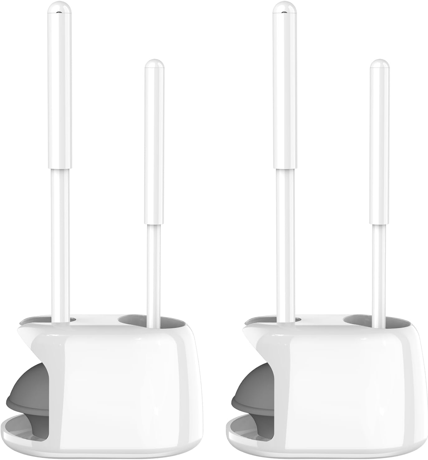 SetSail Toilet Brush and Plunger Set, Semi-Hidden Toilet Plungers Heavy Duty Toilet Bowl Brush and Holder for Bathroom Toilet Plunger and Brush Set for Deeply Cleaning - Gray
