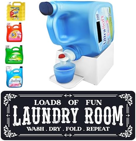TidyFriend Laundry Detergent Holder with Laundry Room Rug Runner, Detergent Stand for Spill Protection, Non-Slip Runner Mat, and Stylish Room Organizer for Home & Laundry Spaces (Kit)