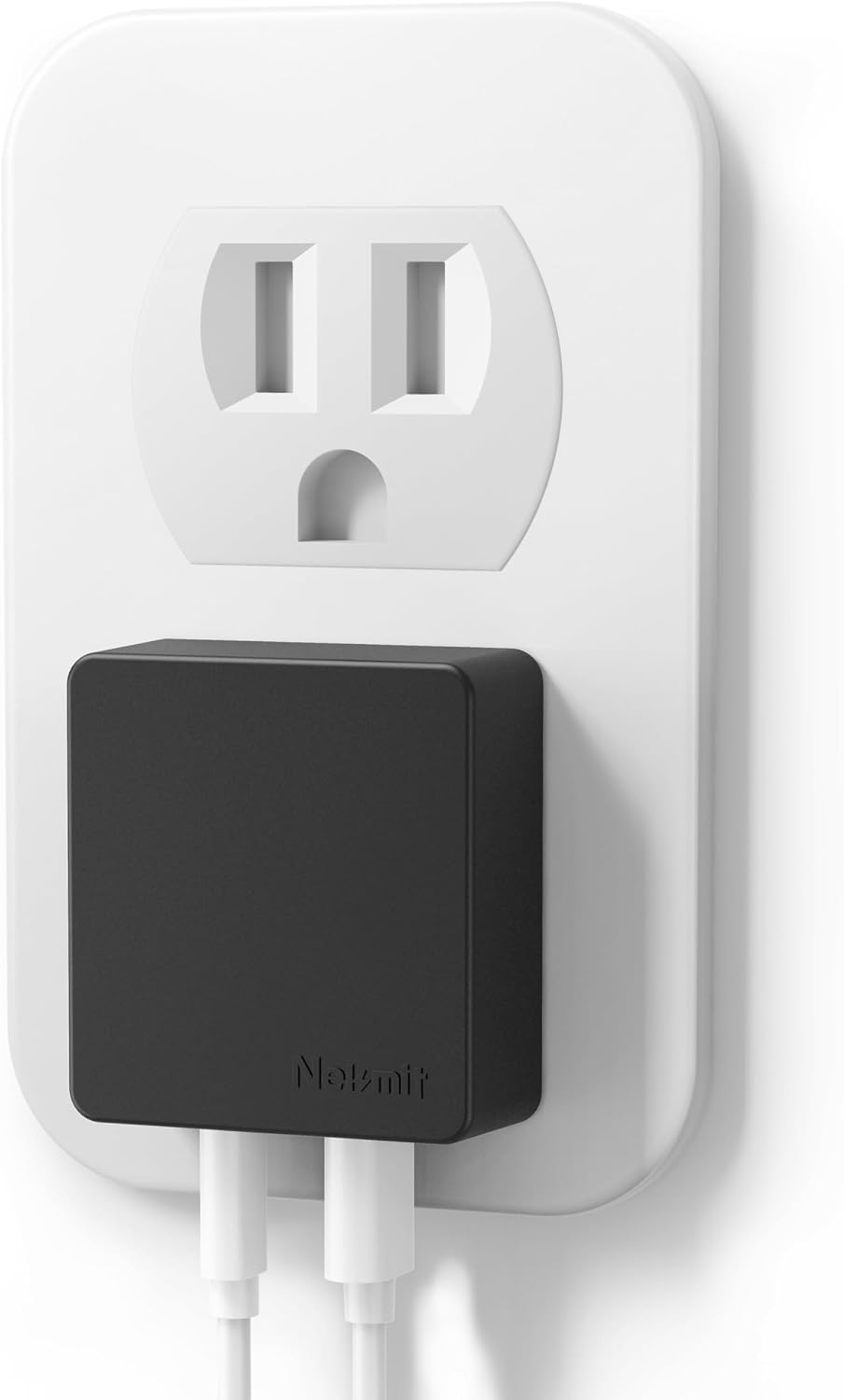 Nekmit Flat USB C Wall Charger, 45W Dual Port PPS Fast USB Charger Block(1*USB-C & 1*USB-A), Slim USB C Wall Plug for iPhone 17/16 and More Series, MacBook Air, iPad