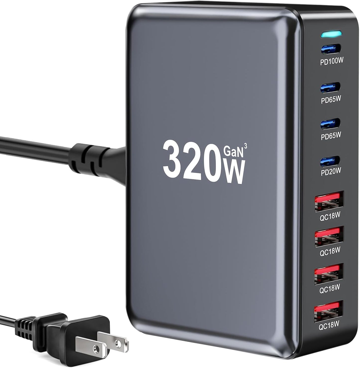 500W USB C Fast Charger Block, Multi-port USB Charging Station, GaN Ⅲ Double 100W PD PPS Port Fast Charging Station for Multiple Devices,Laptop Wall Charger Compatible with MacBook, iPhone 17,iPad etc